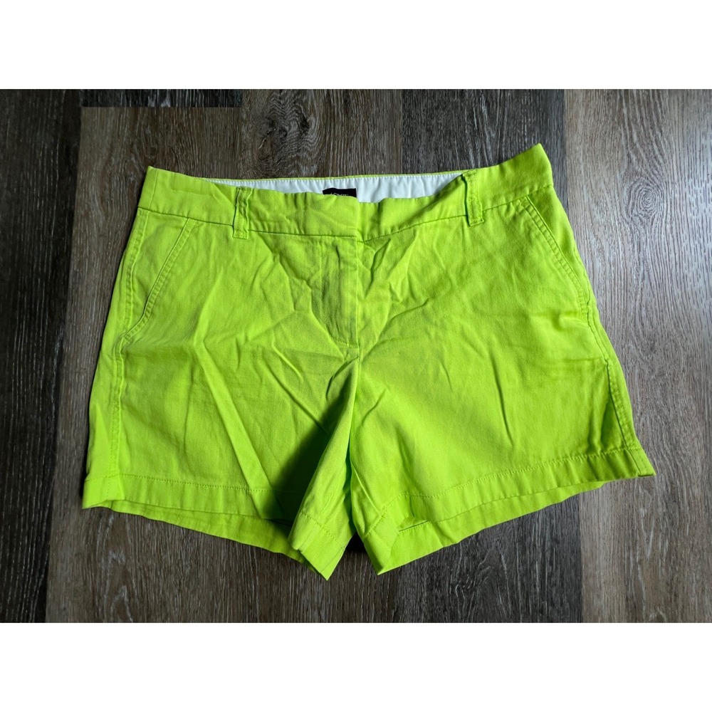 J.Crew Chino Shorts Women 10 Neon Lime Green Mid Rise Summer Casual 3944